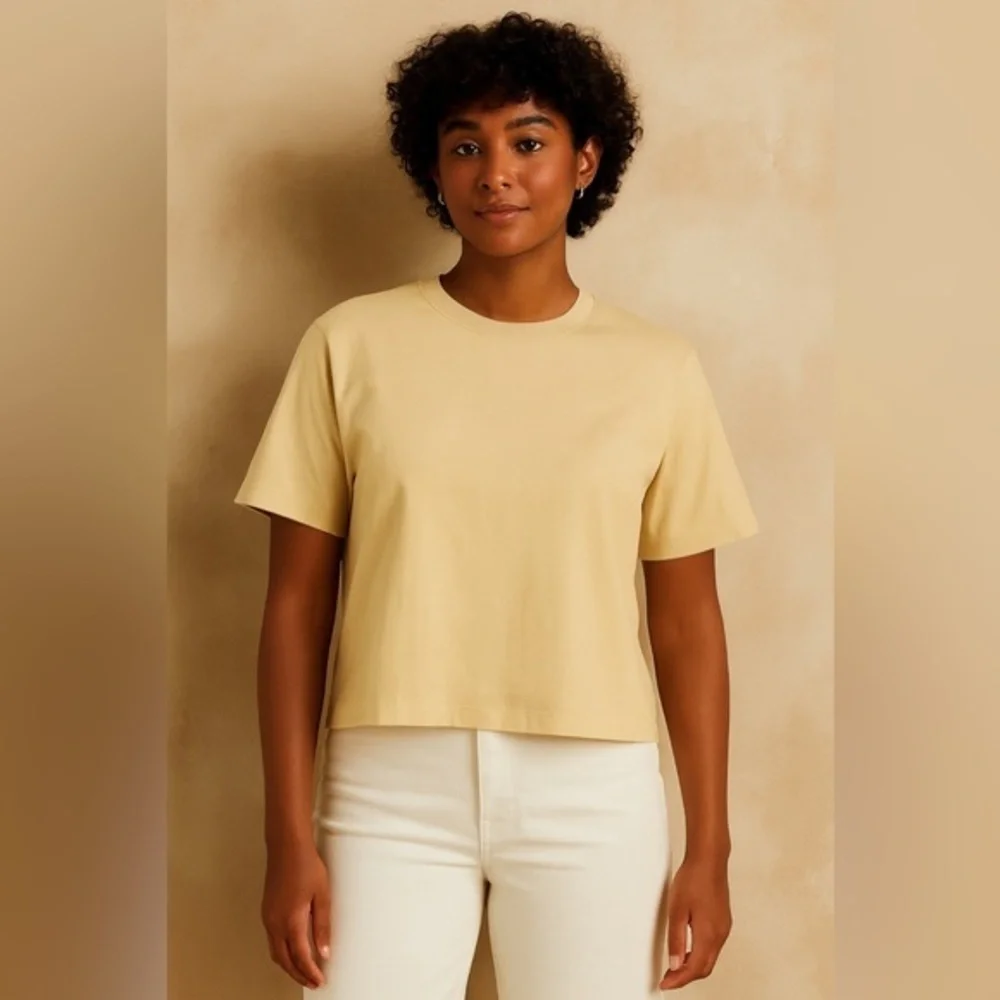 J Crew Light Yellow Relaxed Premium Cotton Boxy Tee NWT XXS #2298